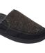 Mens Tweed Slip-on Mule Slippers Black Brown Keanu-3