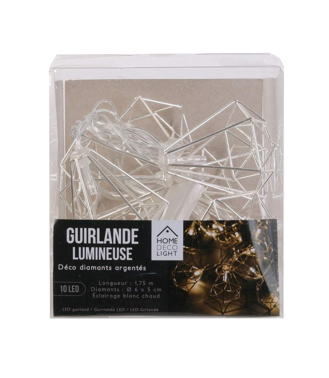 Guirlande lumineuse diamants en métal 10 leds-3