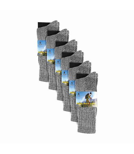 Mens 6 Pairs Multipack Crew Wool Socks: Reinforced Heel & Toe