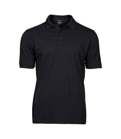 Mens luxury stretch pique polo shirt black Tee Jays