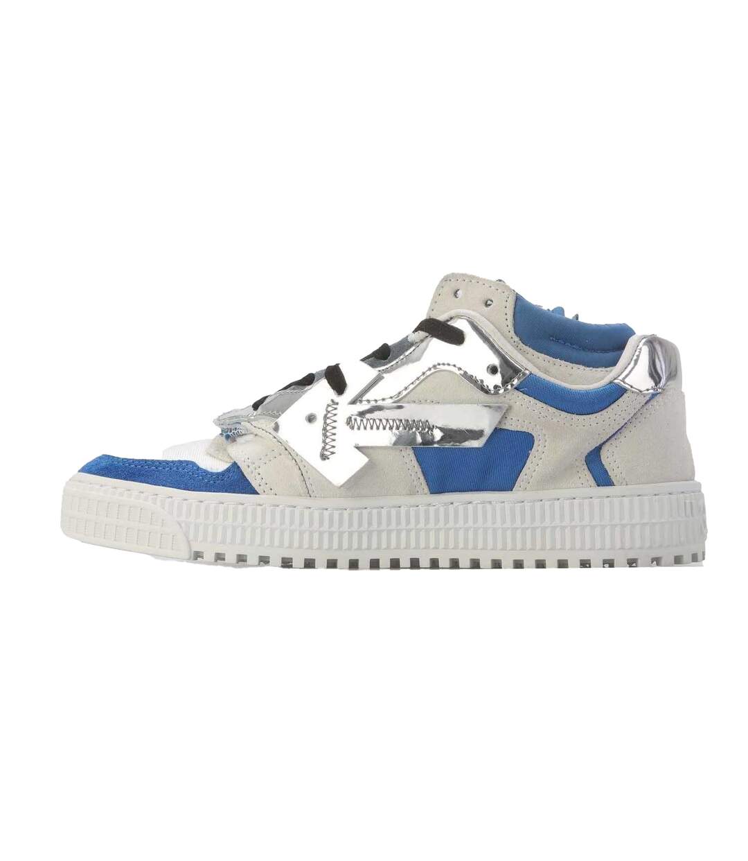 Mens Floating Arrow Suede Trainers White Silver Off White-3