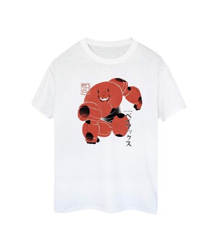 Disney Womens/Ladies Big Hero 6 Baymax Suite Pose Cotton Boyfriend T-Shirt (Blanc) - UTBI15539