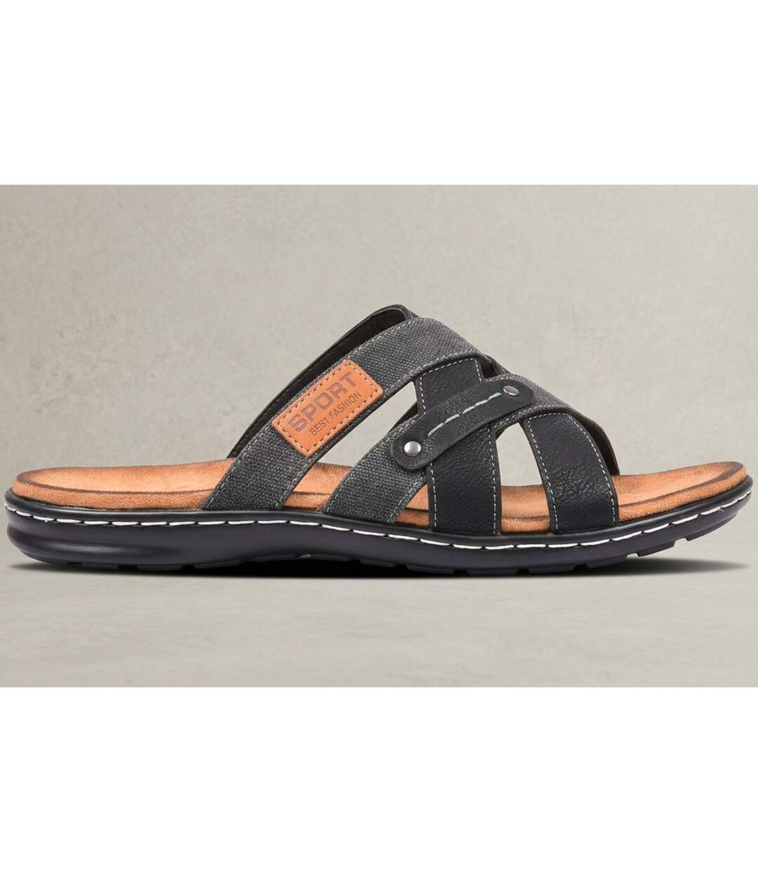 OZABI Sandales homme sangles croisées confort mémoire de forme-3