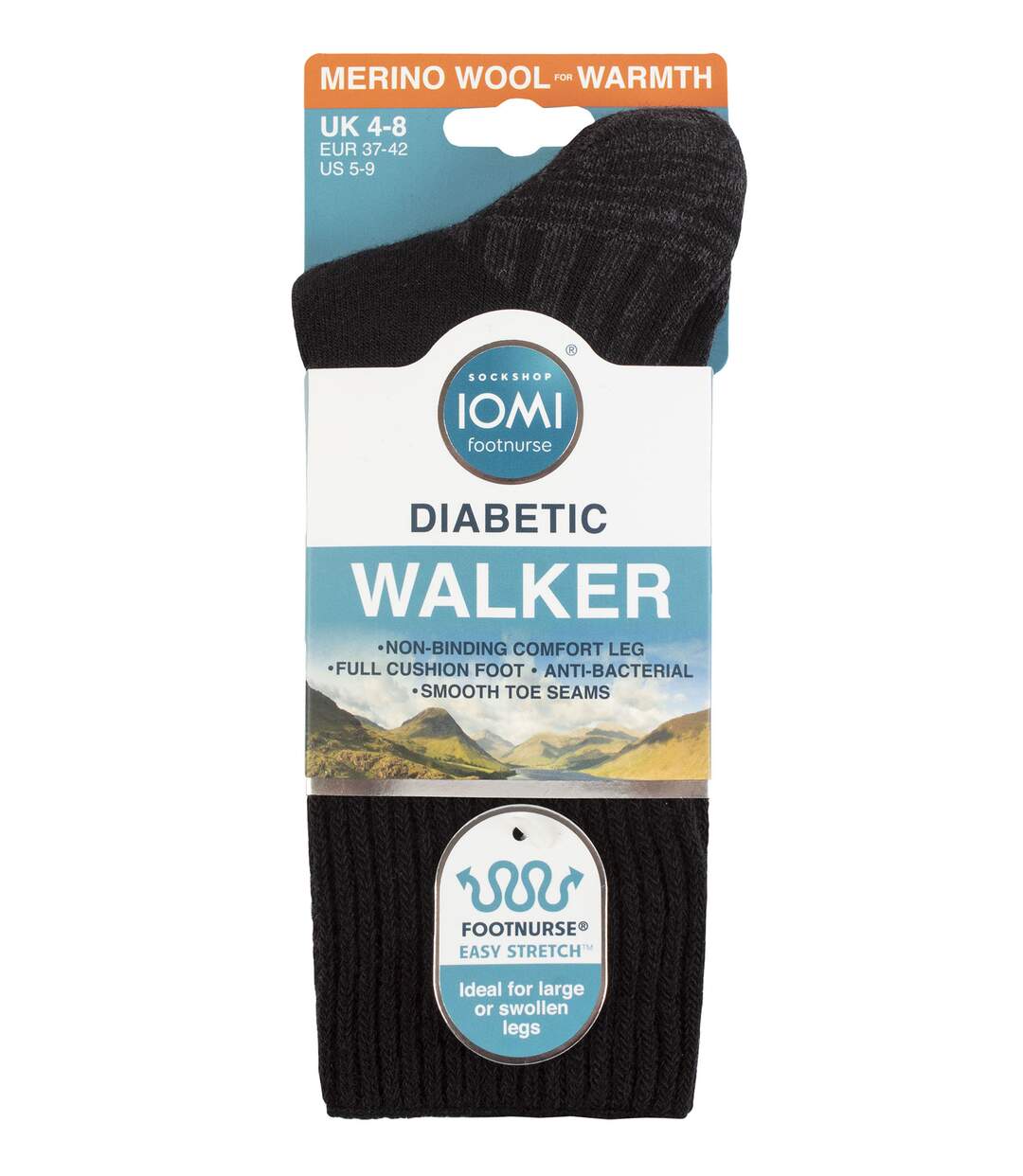 IOMI - Homme Chaussettes Diabetiques Laine Merino Extra Large Randonee-2