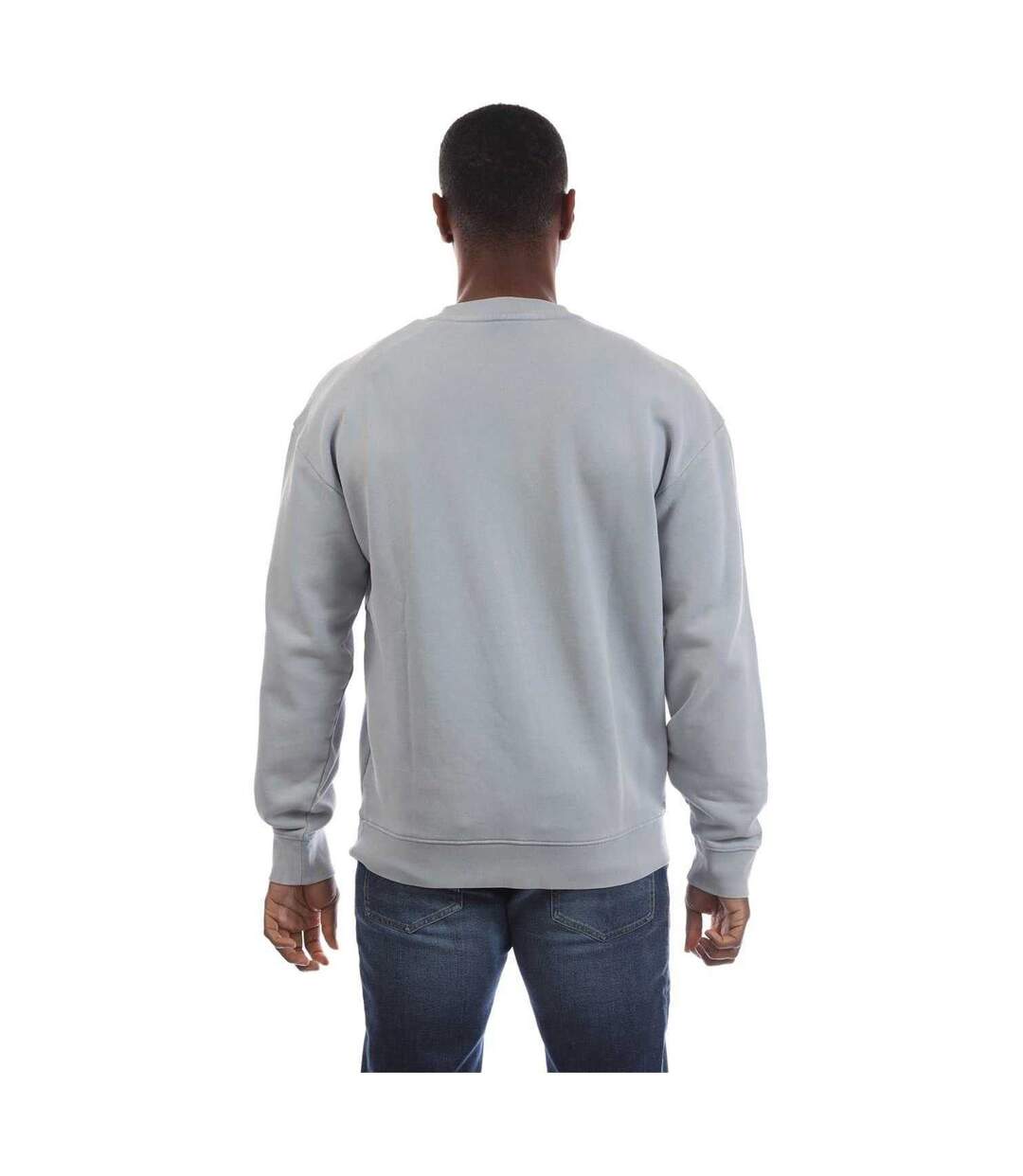 Mens Drop Shoulder Long-sleeved Sweatshirt Blue Hugo-3