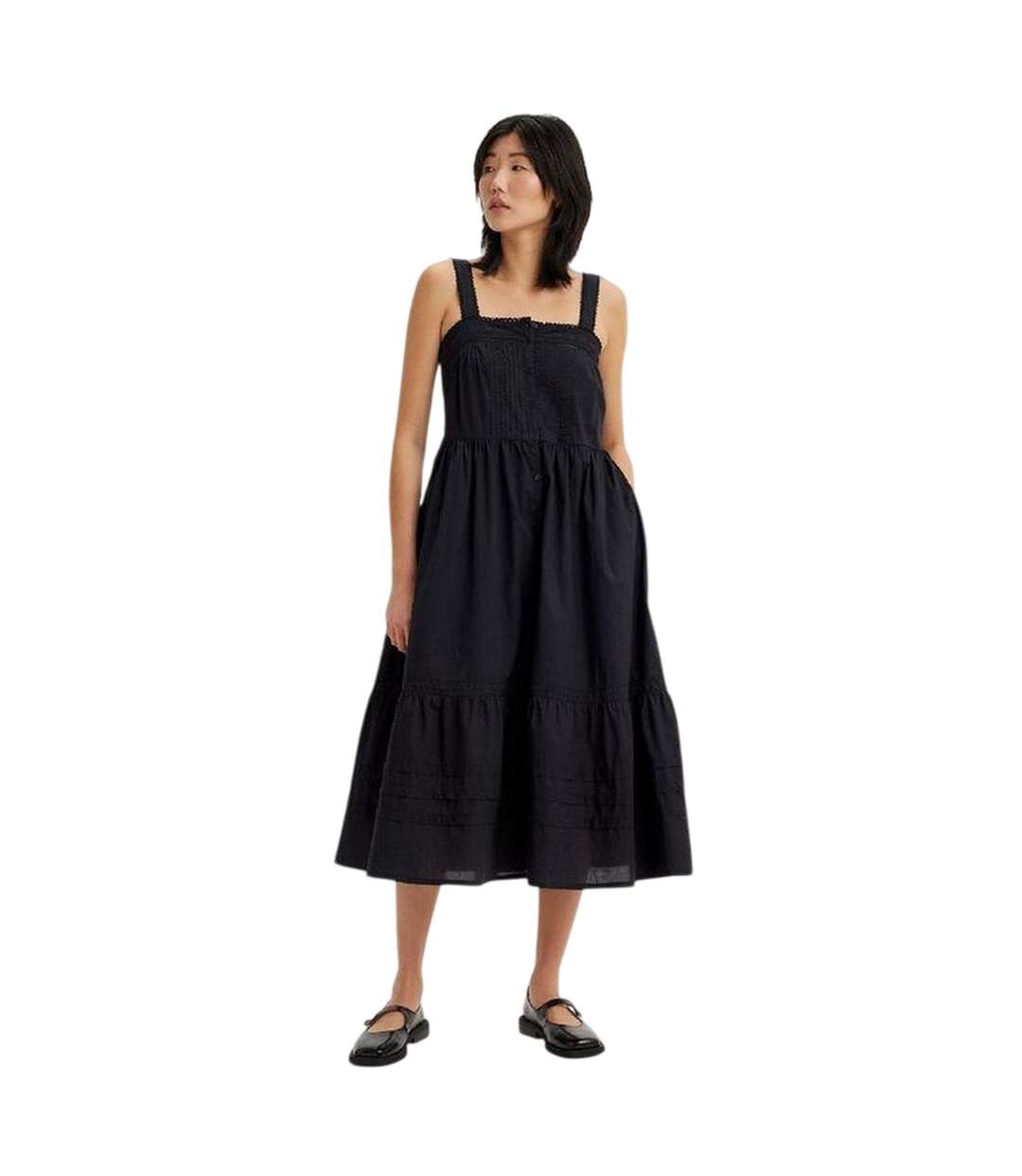 Robe Mi-longue Sans Manches Femme Noir Levis-4