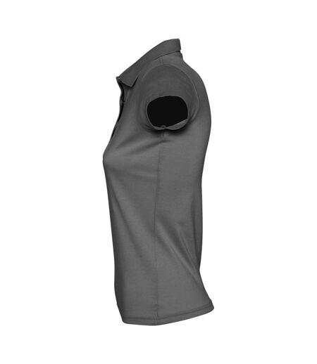 SOLS Womens/Ladies Prescott Short Sleeve Jersey Polo Shirt (Dark Grey)