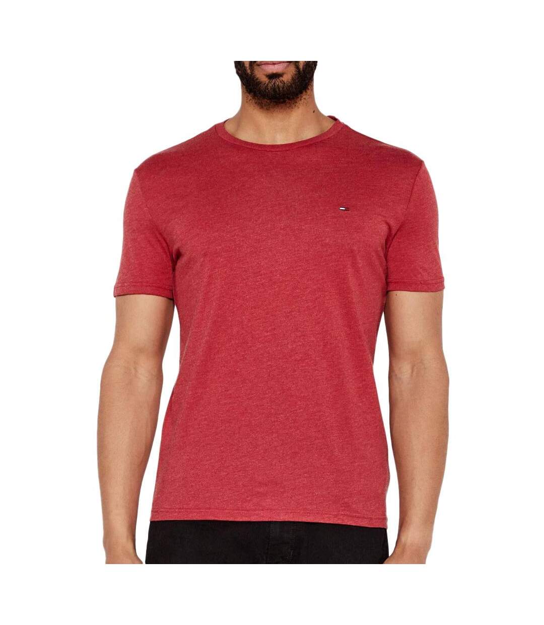 T-shirt rouge homme tommy hilfiger tjm x slim jaspe - l-1