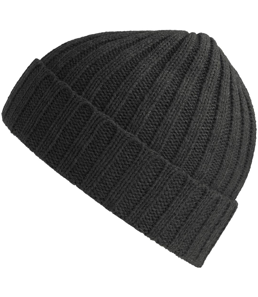 Unisex adult shore chunky recycled beanie dark grey melange Atlantis-1