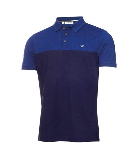 Mens Colour Block Golf Polo Shirt Cobalt Blue Navy Calvin Klein