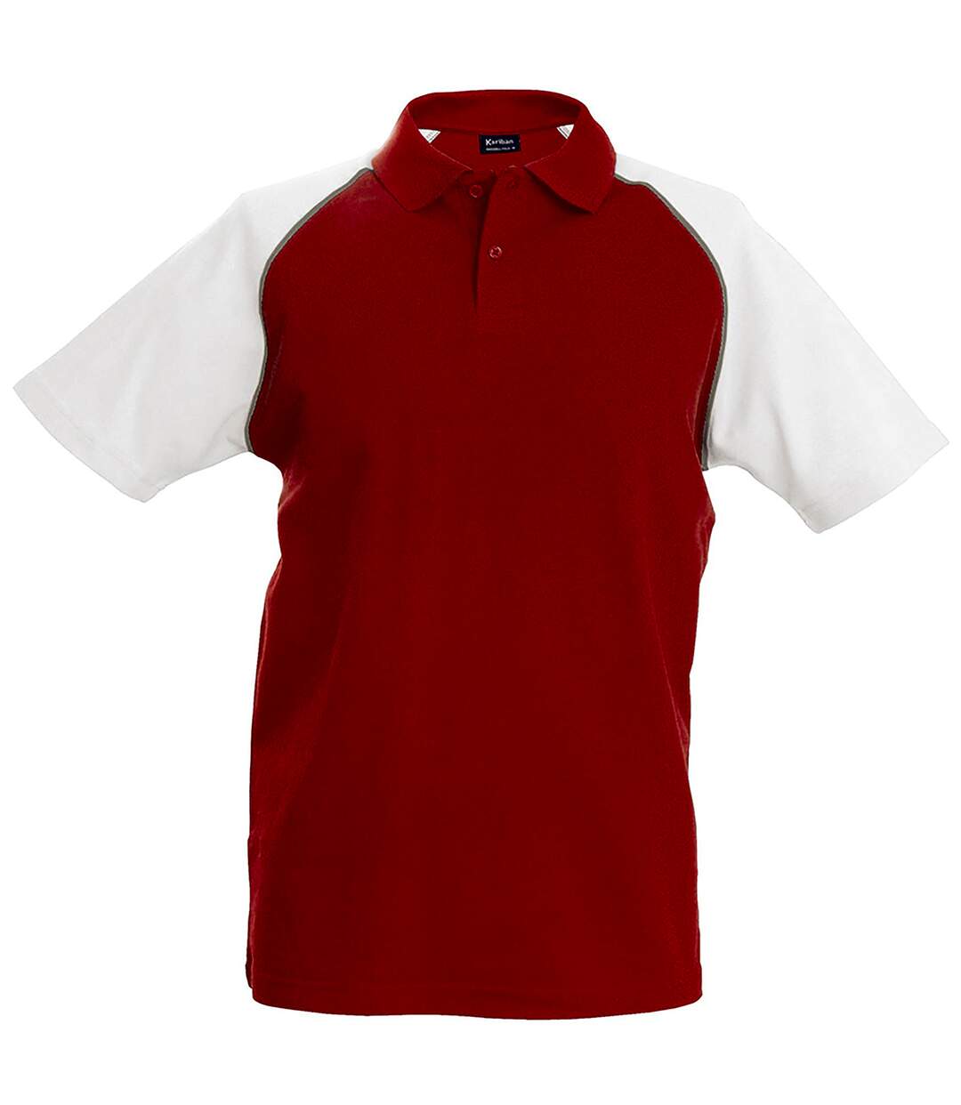 Kariban Mens Contrast Baseball Polo Shirt (Red/Light Grey/White)