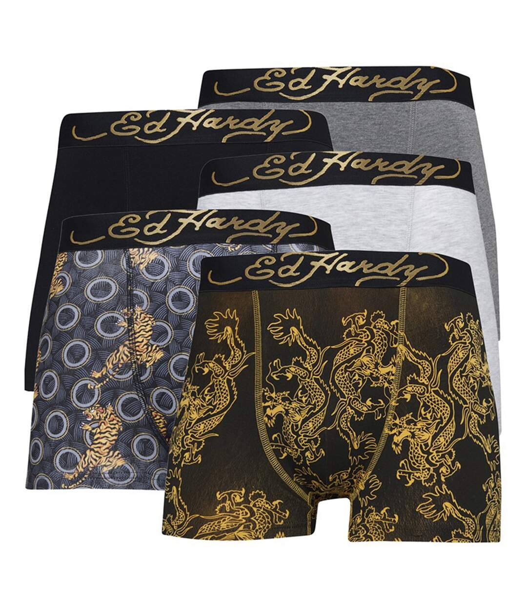 Ed Hardy - Lot de 5 Caleçons Homme Coton Respirant Confort - Collection Carno-1