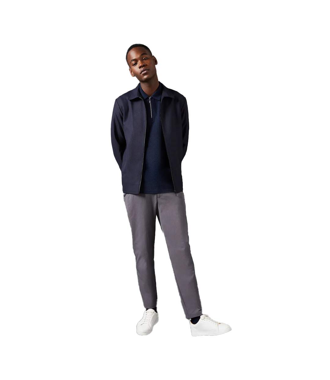 Mens wool blend harrington jacket navy Burton-1