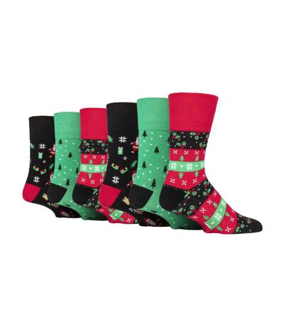 Gentle Grip - 6 Paires Homme Chaussettes Noel Sans Elastiques Fantaisie