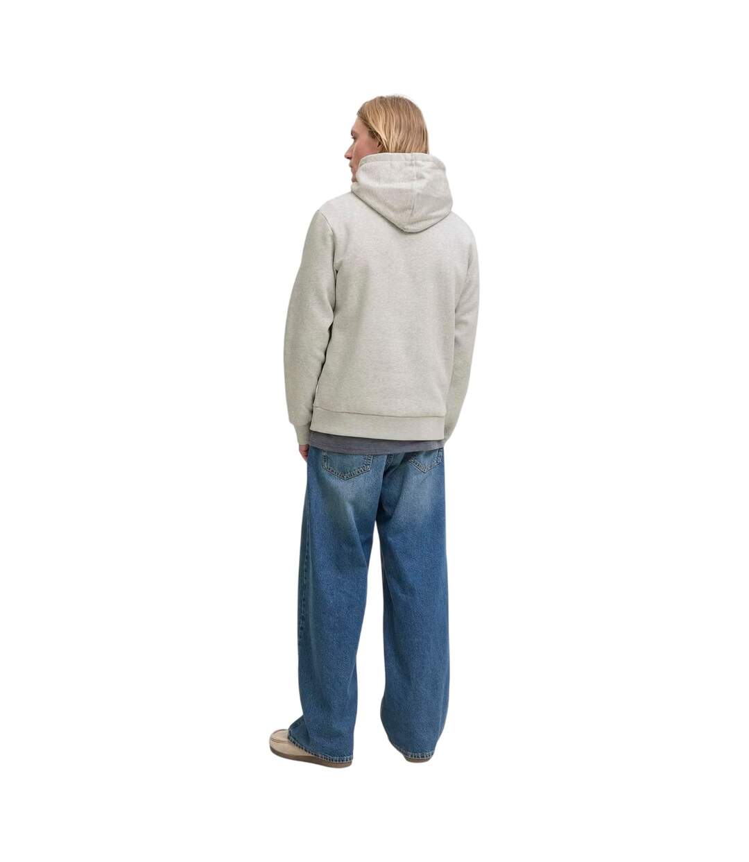 Mens Denim Goods Hoodie White Melange Jack And Jones-3
