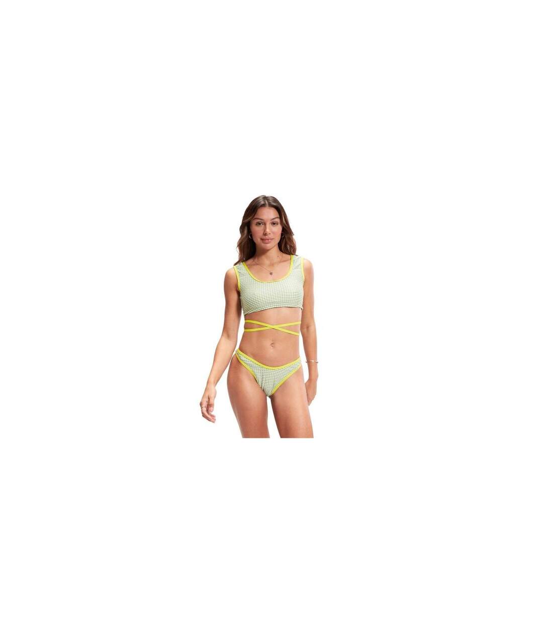 Haut De Maillot De Bain Motif/style Rayures Horizontales Femme Jaune À Rayures Speedo-1