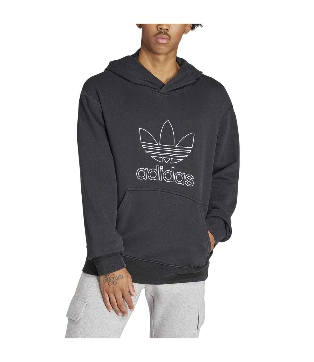 Sweat À Capuche Trefoil Homme Noir Adidas-4