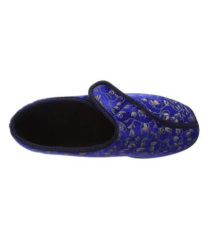Zedzzz Womens/Ladies Janice Touch Fastening Floral Slippers (Navy Blue) - UTDF533
