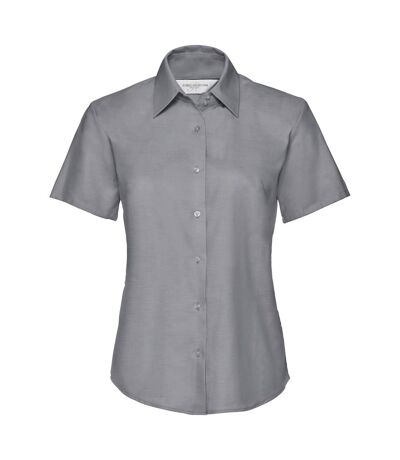 Russell Collection Ladies/Womens Short Sleeve Easy Care Oxford Shirt (Silver Gray)