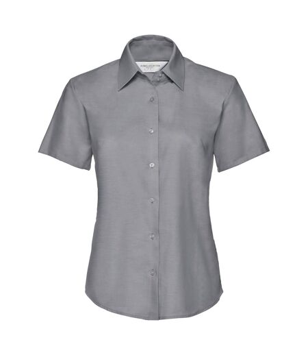 Russell Collection Ladies/Womens Short Sleeve Easy Care Oxford Shirt (Silver Grey) - UTBC1024