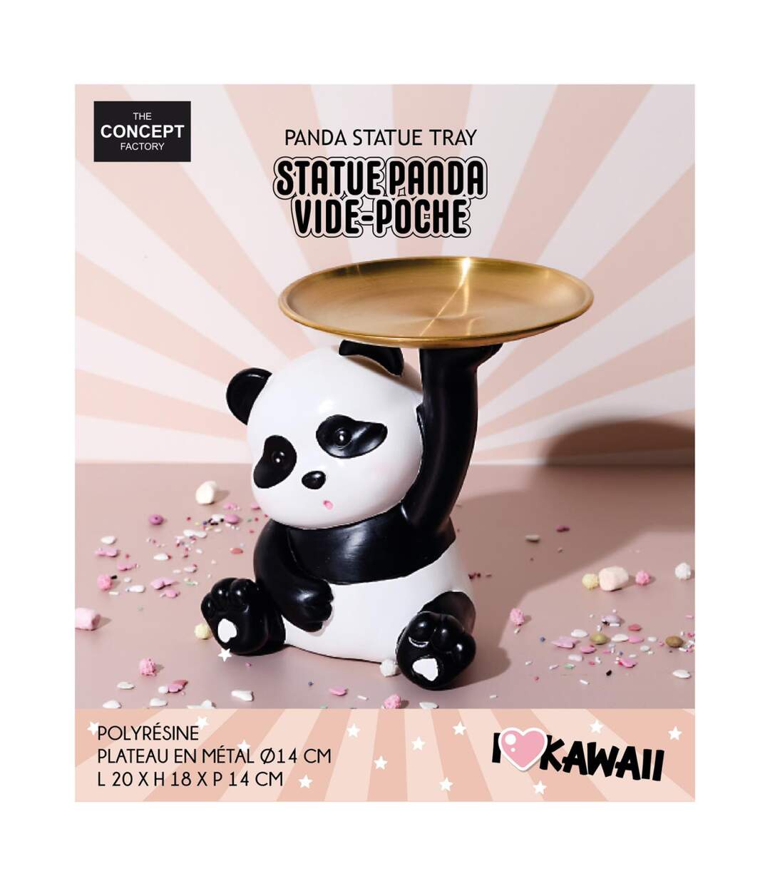 Vide-Poche Statue Panda Kawaii 20cm Noir & Blanc-4
