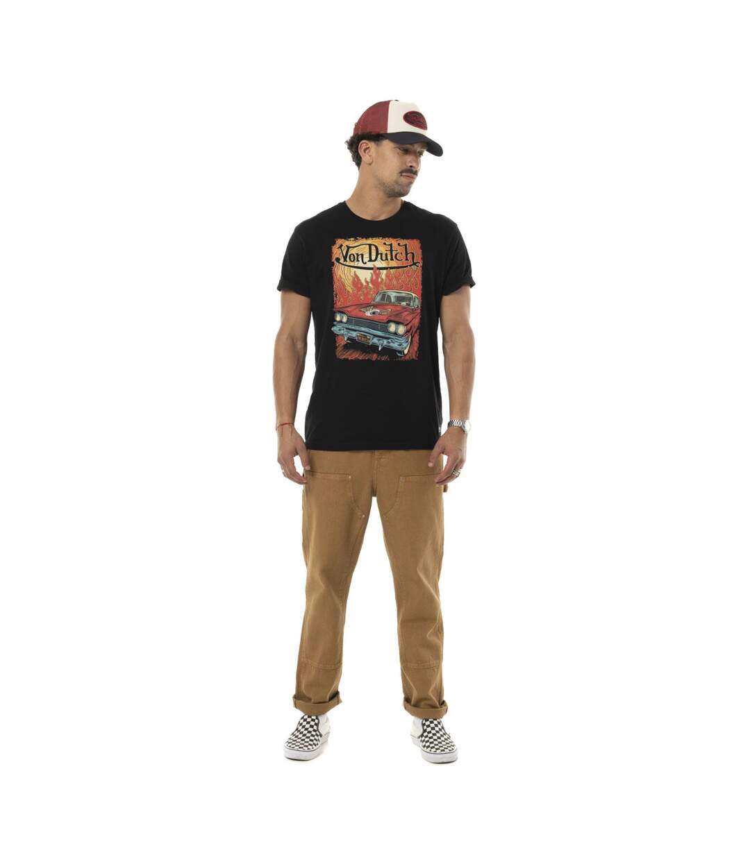 T-shirt homme regular en coton 170gr print devant Flame Vondutch-4