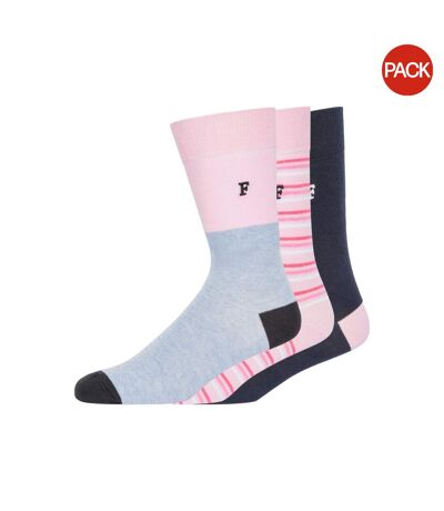 Pack of 3  Unisex adult waterfall assorted designs socks  pink/grey/black French Connection