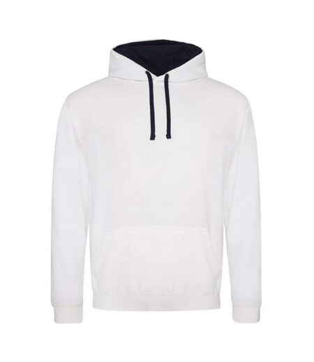 Sweat À Capuche Varsity Adulte Blanc Bleu Marine Français Awdis