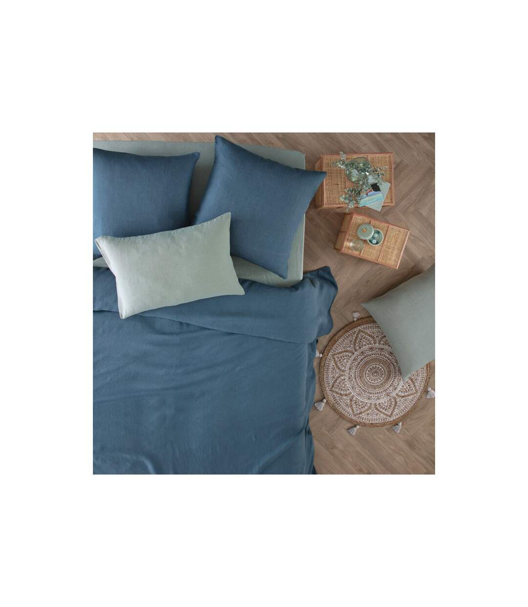 Housse de Couette Lin Adorable 260x240cm Bleu Canard-4