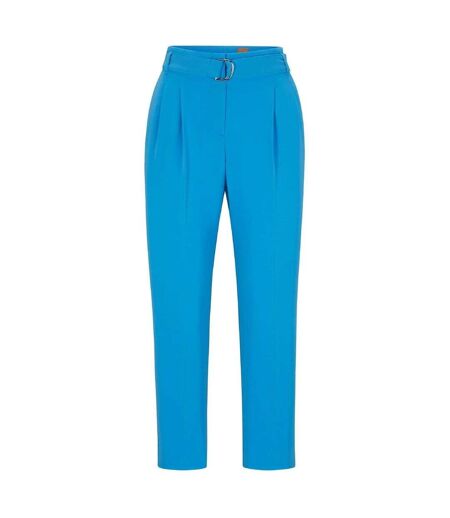 Womens/ladies Tapiah Plain Straight Trousers Bright Blue Boss