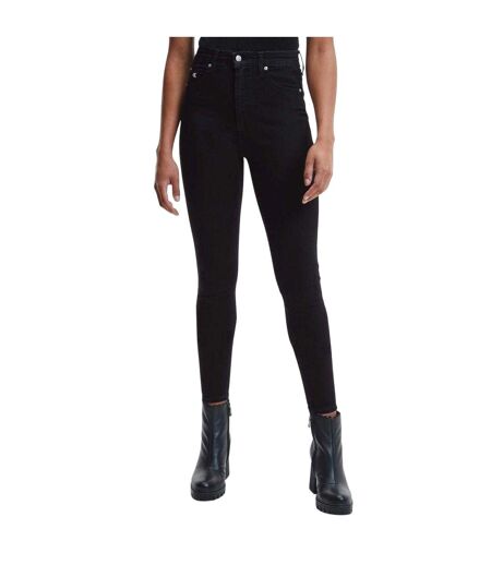Womens/ladies High Rise Super Skinny Jeans Black Denim Calvin Klein
