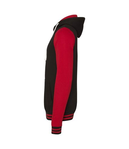 Sweat à capuche et fermeture zippée homme noir/rouge feu Awdis