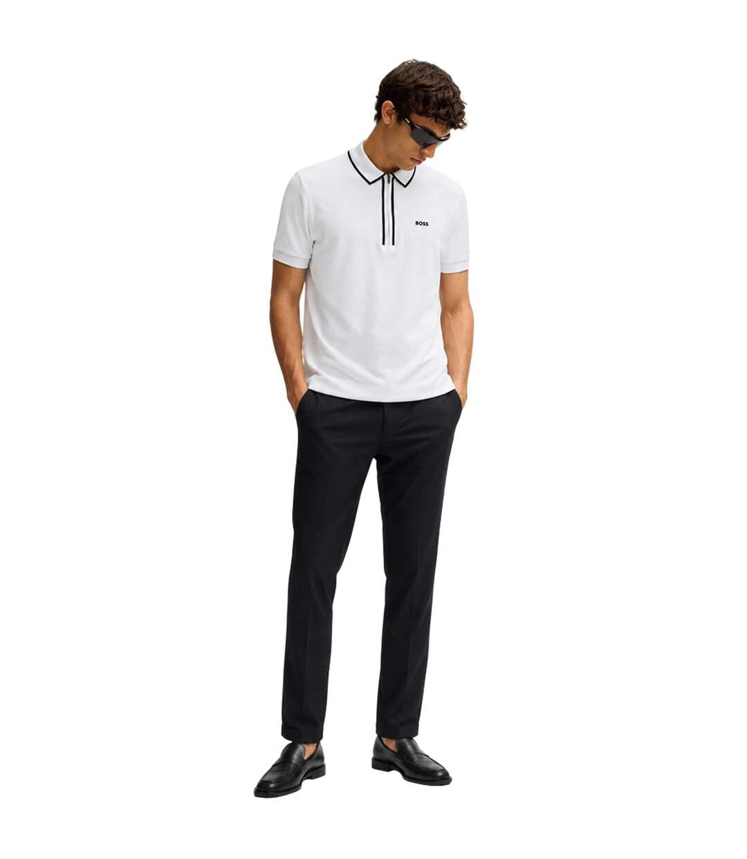 Polo Manches Courtes Homme Gris Clair Boss-1