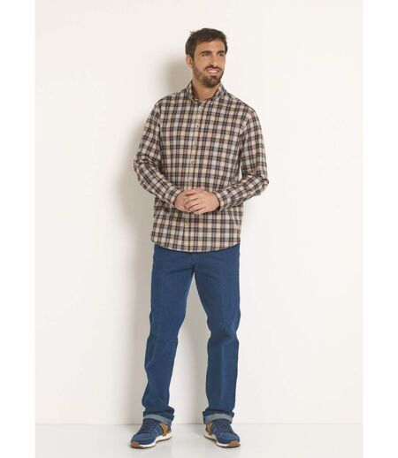 Chemise flanelle détails velours, clair