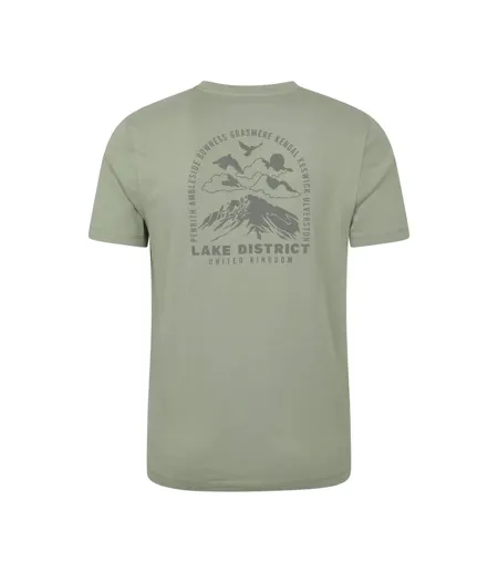 T-shirt Motif/style Imprimé Sur Poitrine Lake District Homme Vert Kaki Mountain Warehouse