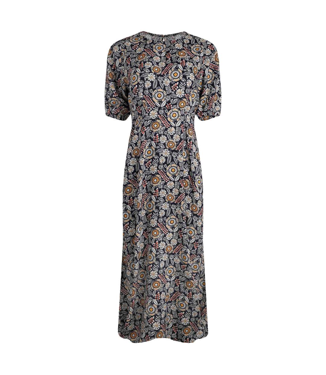 Womens/ladies everly printed midi dress navy Weird Fish-1