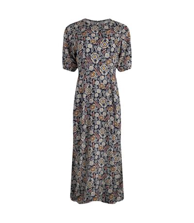 Womens/ladies everly printed midi dress navy Weird Fish