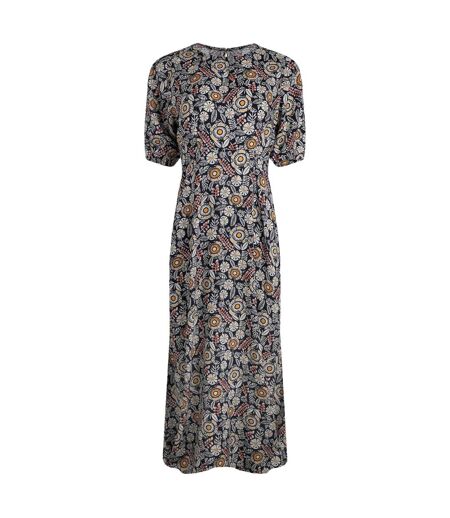 Womens/ladies everly printed midi dress navy Weird Fish