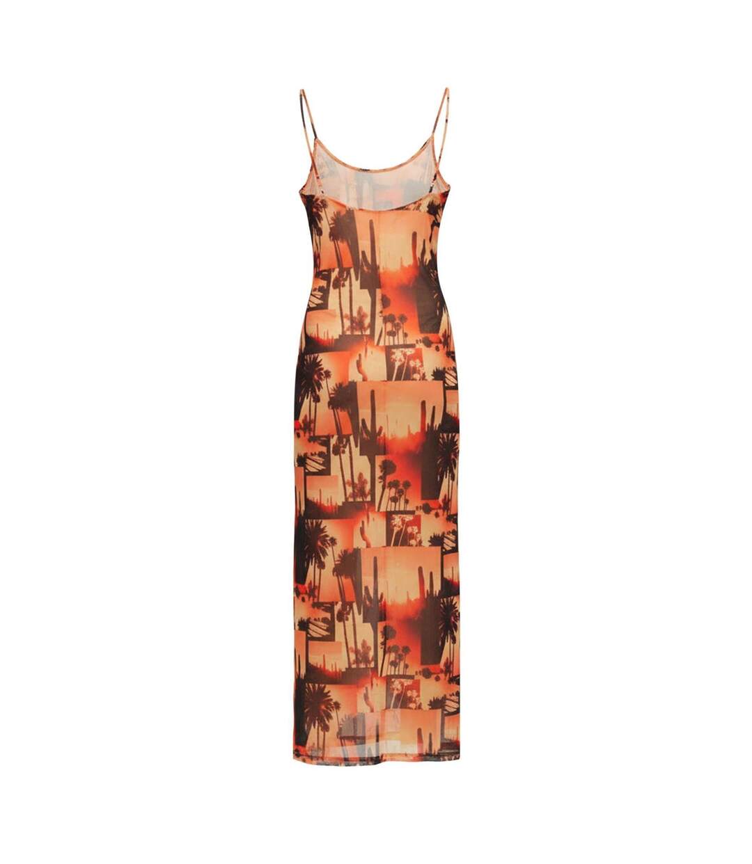Robe Longue Femme Orange Noir Hugo-3