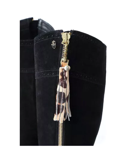 Womens/ladies Arabella Leather Long Boots Black Moretta