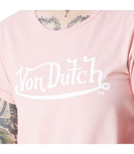 T-shirt femme col rond en acid wash avec logo en coton Kust Vondutch