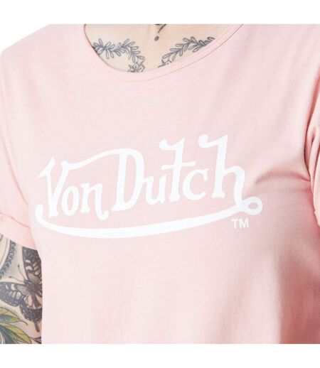 T-shirt femme col rond en acid wash avec logo en coton Kust Vondutch