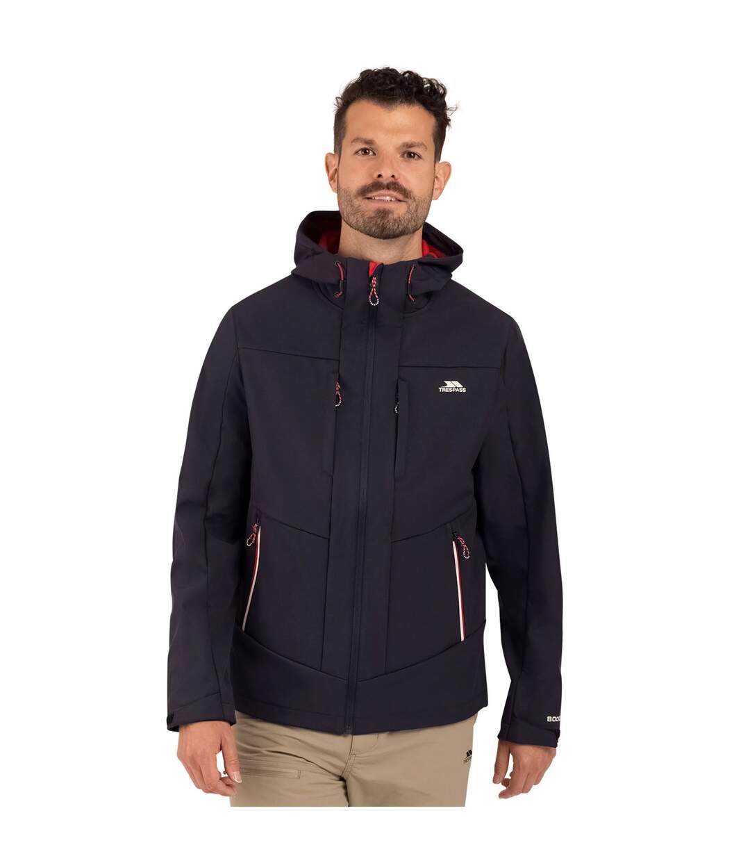 Veste Softshell Imperméable À Capuche Ajustable Motif/style Détail Contrasté Willsons Homme Anthracite Trespass-4
