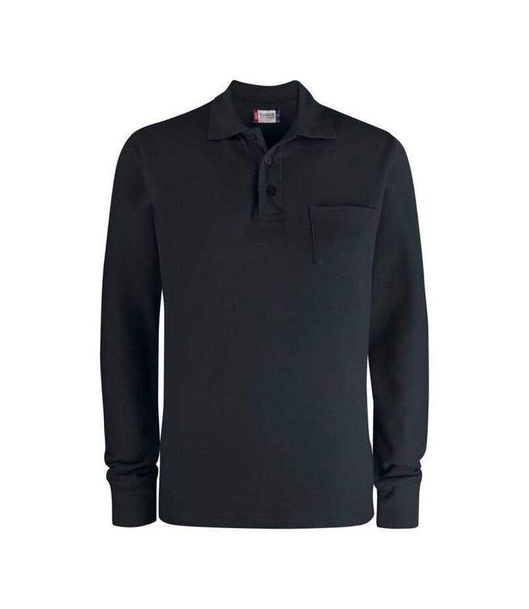 Polo Manches Longues Basic Adulte Noir Clique-1