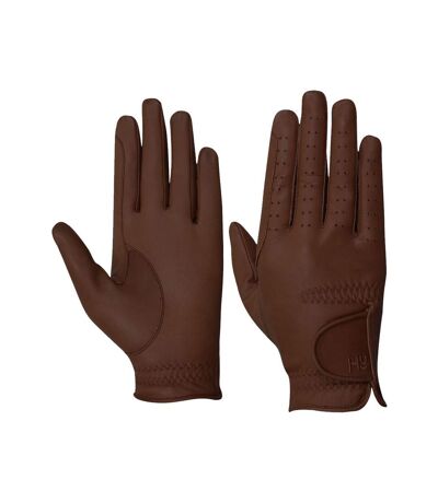 Hy5 Adults Leather Riding Gloves (Brown)