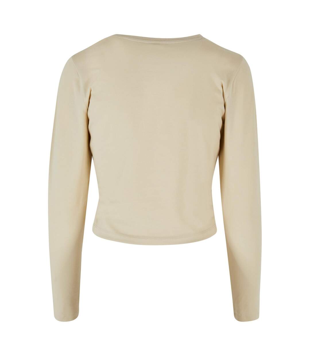 Womens/ladies Long-sleeved Crop Top Sand Build Your Brand-2