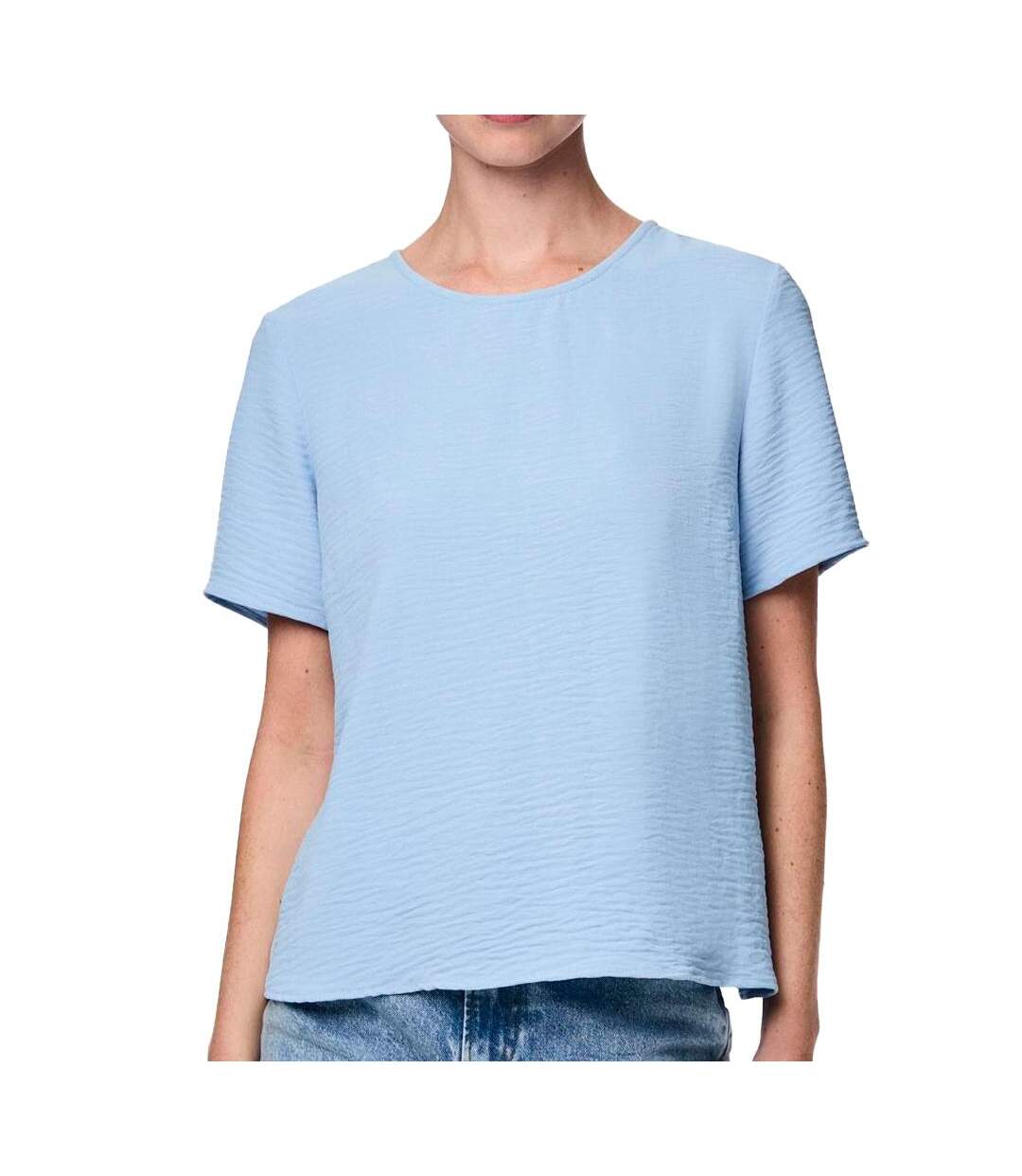 T-Shirt bleu femme pieces pcanna-1