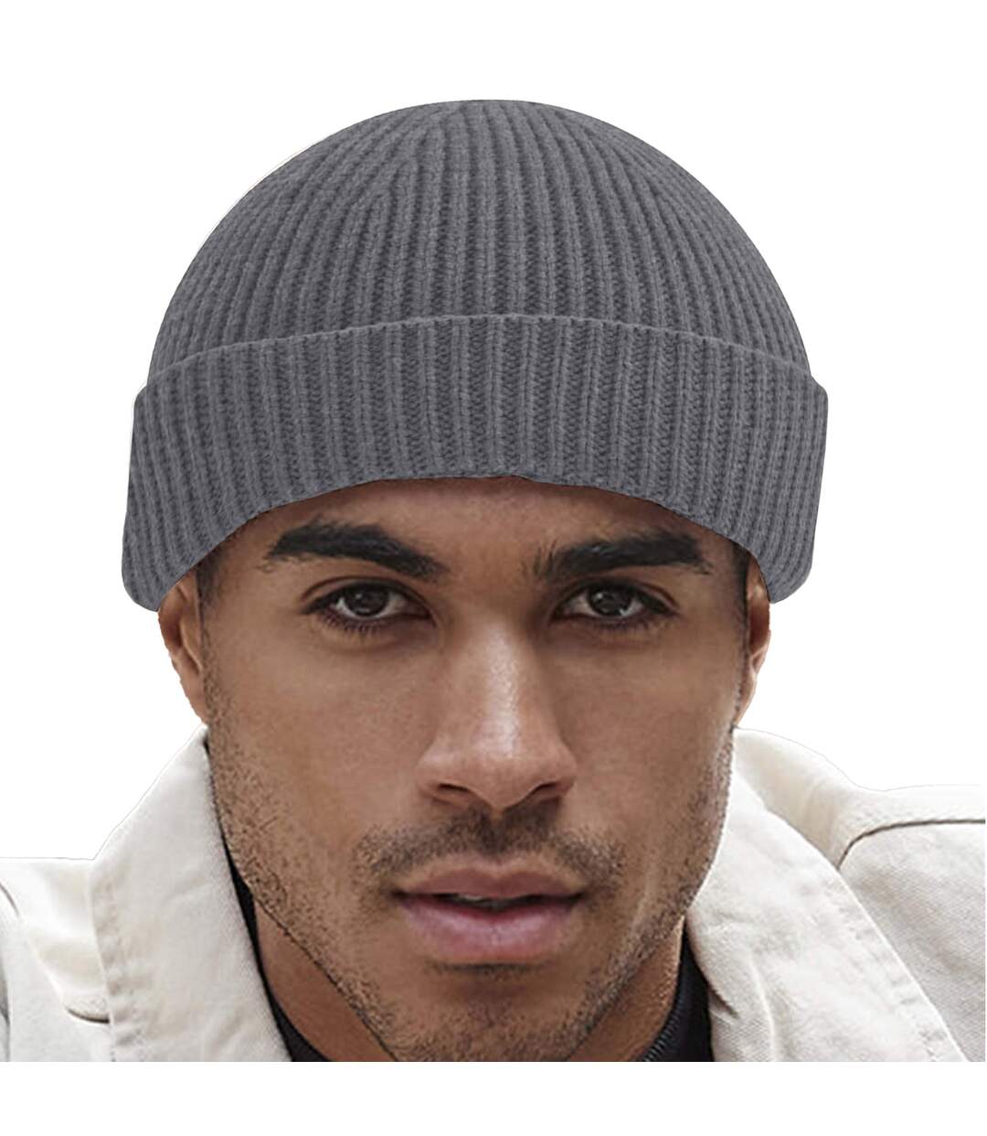 Unisex adult harbour fisherman beanie graphite grey Beechfield-3