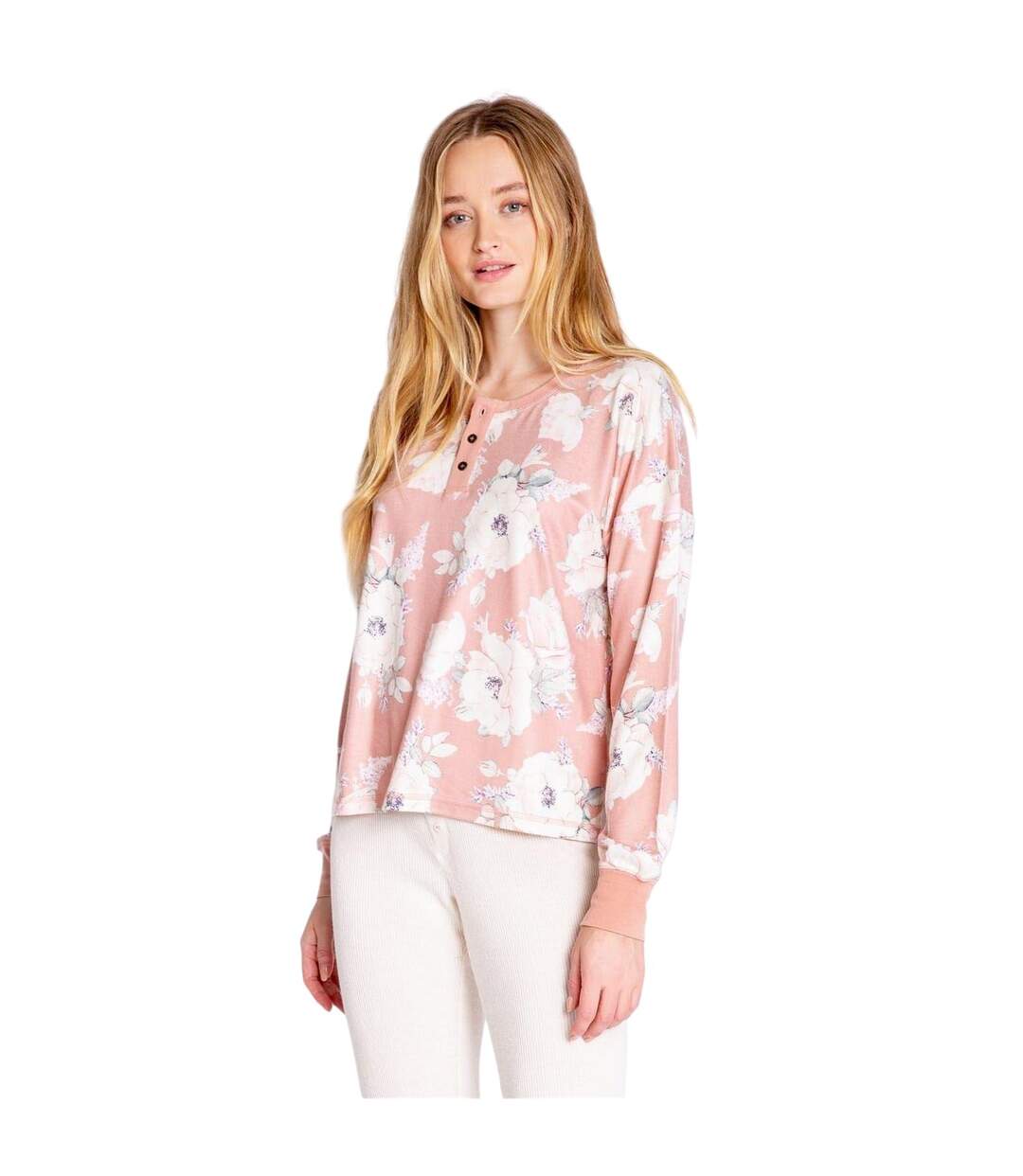 Haut Manches Longues Motif/style Floral Femme Rose Imprimé PJ Salvage-2
