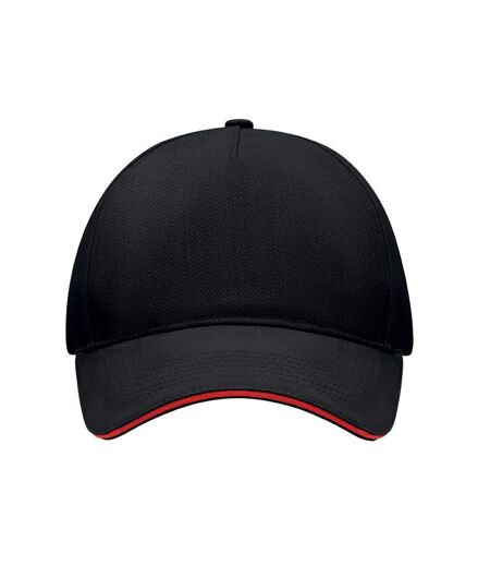 Singa 5 Panel Baseball Cap Black Red MidOcean